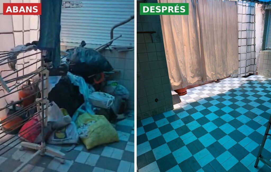 Abans i després buidatge galeria - buidatge de pisos Blanes