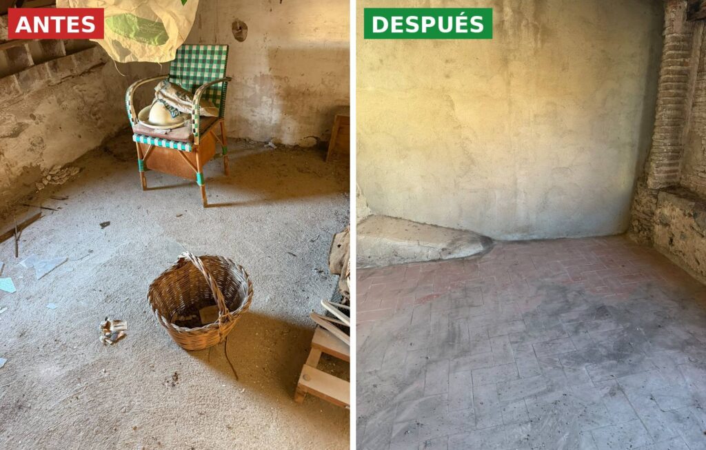 Antes y después vaciado sala - vaciado de pisos Pals