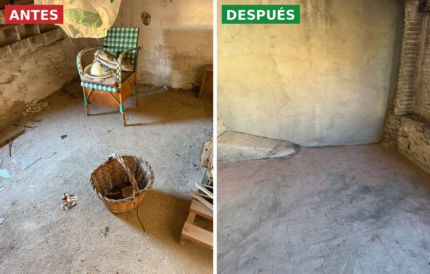 Vaciado de una sala antes y después