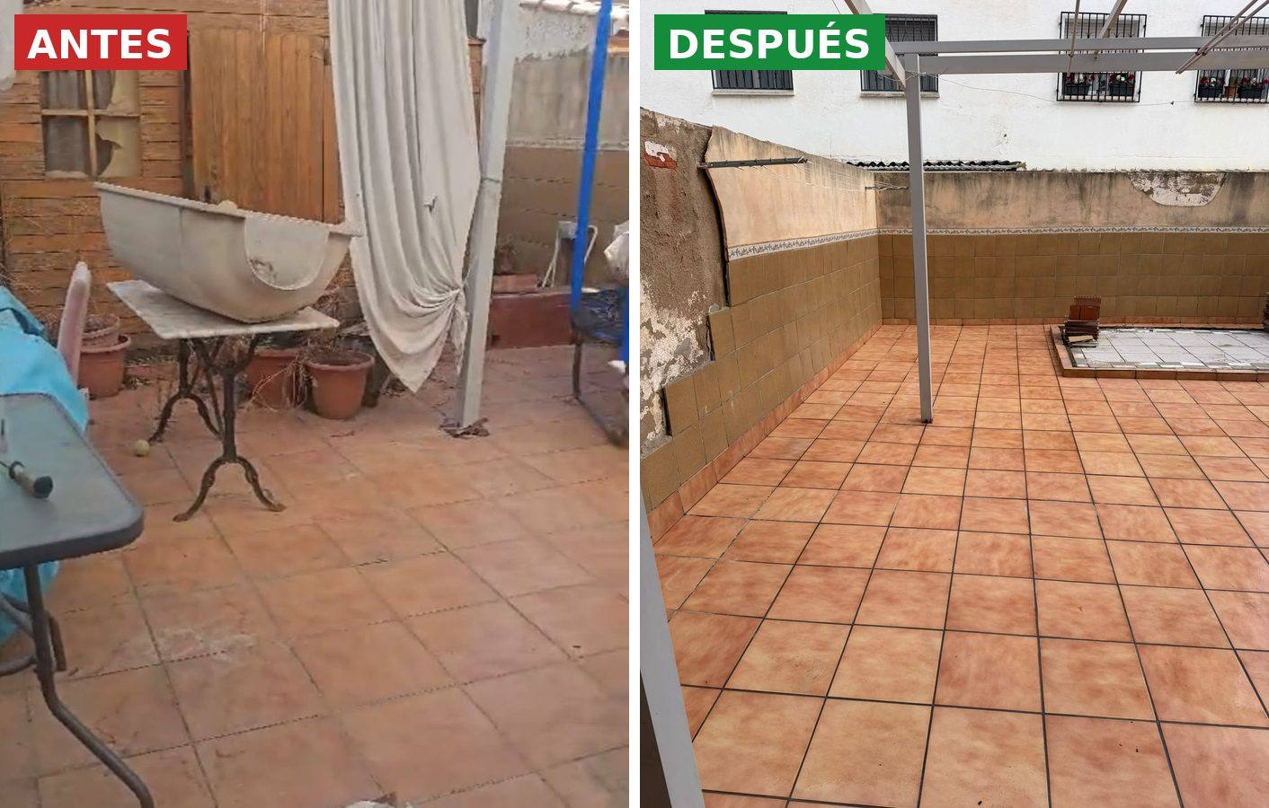 Vaciado de una terraza antes y después